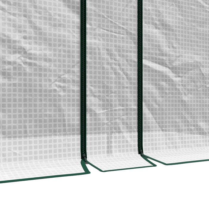 Outsunny Walk-In Greenhouse with Zipped Roll Up Doors, Small Greenhouse with Plastic Cover and Arched Top for Tomatos, Flowers, Vegetables and Herbs, 200 x 100 x 178cm, White