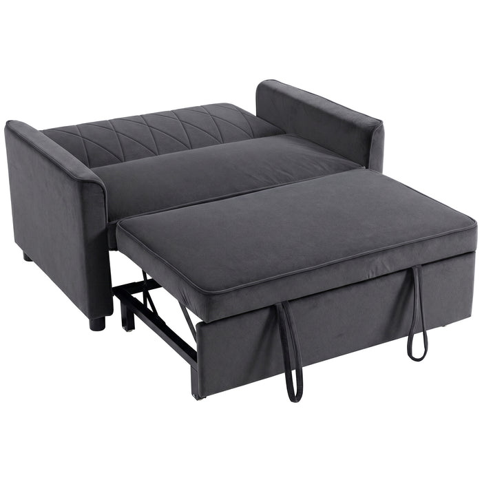 HOMCOM 2 Seater Sofa Bed, 3-in-1 Convertible Pull Out Sleeper Sofa with Clik-Clack Adjustable Backrest, Dark Grey