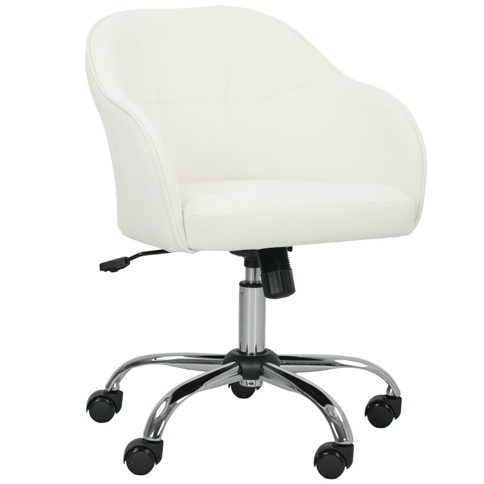 HOMCOM Velvet-feel Swivel Office Chair - Cream
