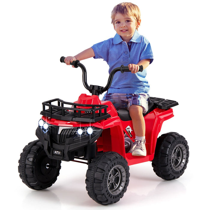 6V 4-Wheeler Quad Car with One-Button Start and Tread Tires-