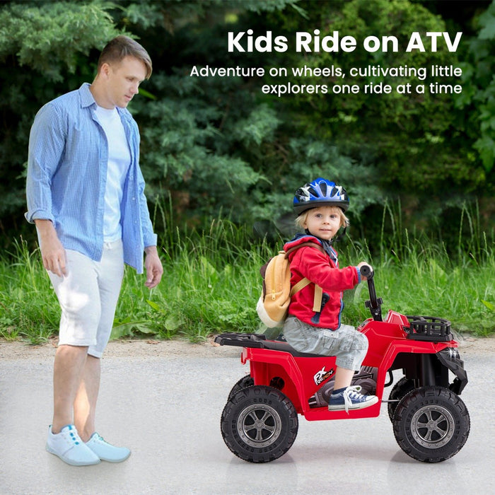 6V 4-Wheeler Quad Car with One-Button Start and Tread Tires-