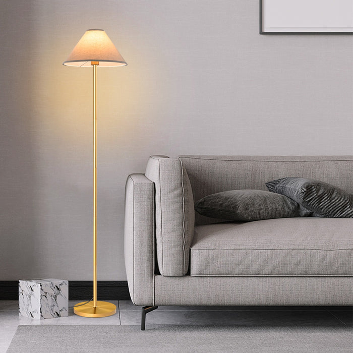 Elegant Floor Lamp with Linen Shade and Foot-Operated Switch-