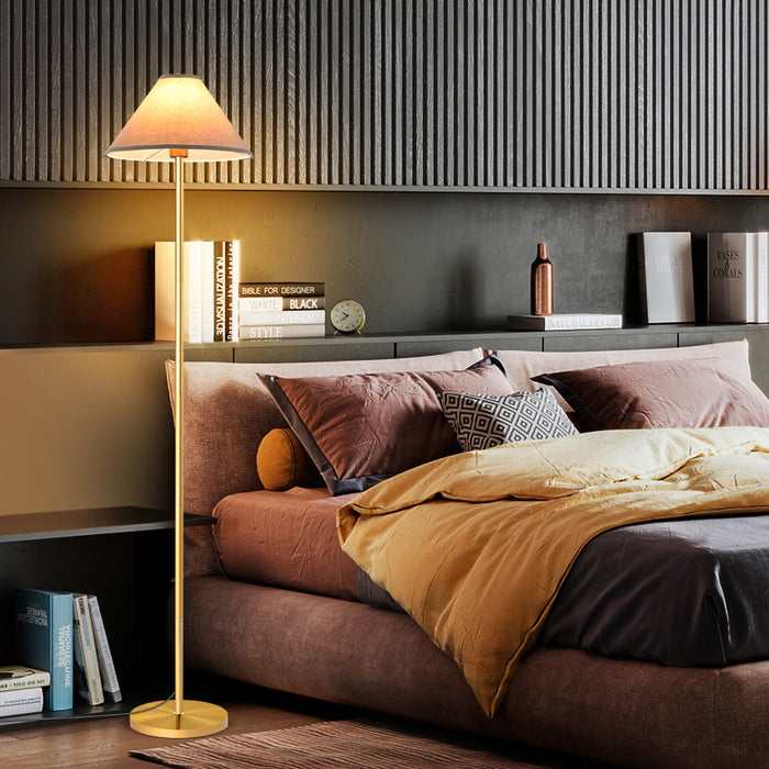 Elegant Floor Lamp with Linen Shade and Foot-Operated Switch-