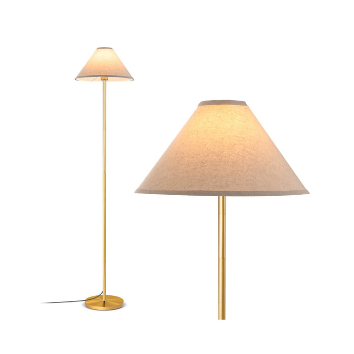 Elegant Floor Lamp with Linen Shade and Foot-Operated Switch-