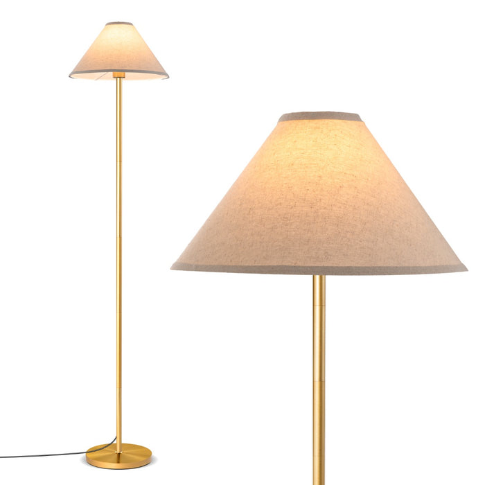 Elegant Floor Lamp with Linen Shade and Foot-Operated Switch-