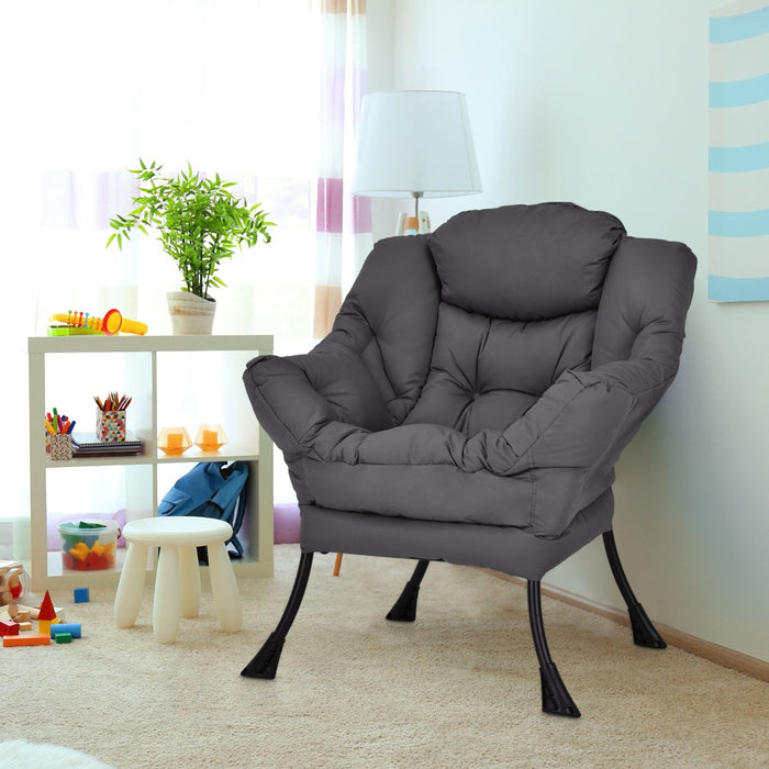 Elegant Polyester Fabric Recliner Chair with Steel Frame-Beige
