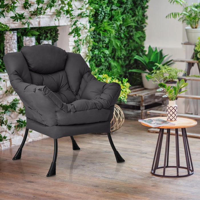 Elegant Polyester Fabric Recliner Chair with Steel Frame-Beige