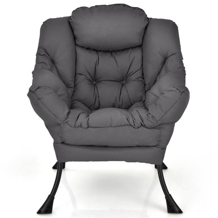 Elegant Polyester Fabric Recliner Chair with Steel Frame-Beige