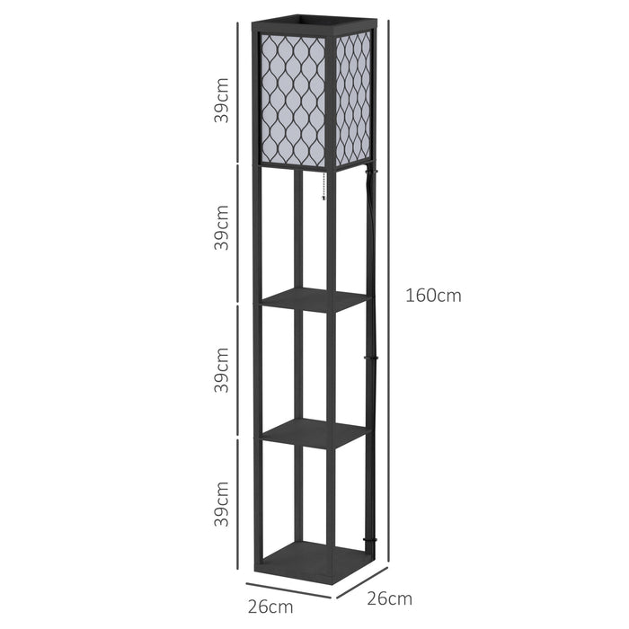 HOMCOM Three-Shelf Standing Lamps Set of 2 - Black