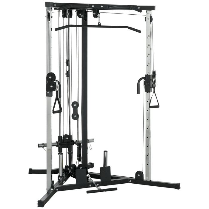 SPORTNOW Home Gym Machine, Multifunctional Gym Equipment with High and Low Pulleys, Pull Up Bar, 15-Position Adjustable Strength Training Workout Station for Full Body Fitness