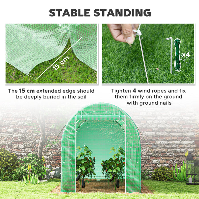 Outsunny 300 x 195cm Walk-In Tunnel Greenhouse - Green | Aosom UK