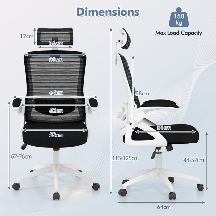 Ergonomic Office Chair - Adjustable Lumbar Support Feature - Perfect for Those with Back Problems and Long Office Hours