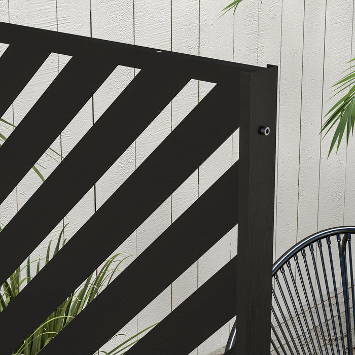 Outsunny 6.5FT Decorative Outdoor Divider, Metal Privacy Screen with Stand, Triangle Style, Black
