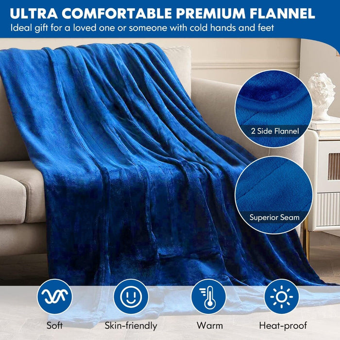 160 x 130 CM Electric Heated Throw Blanket with 10 Heat Settings-