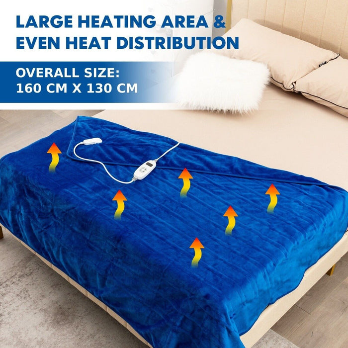 160 x 130 CM Electric Heated Throw Blanket with 10 Heat Settings-