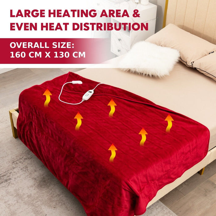 160 x 130 CM Electric Heated Throw Blanket with 10 Heat Settings-