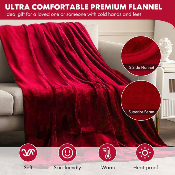 160 x 130 CM Electric Heated Throw Blanket with 10 Heat Settings-
