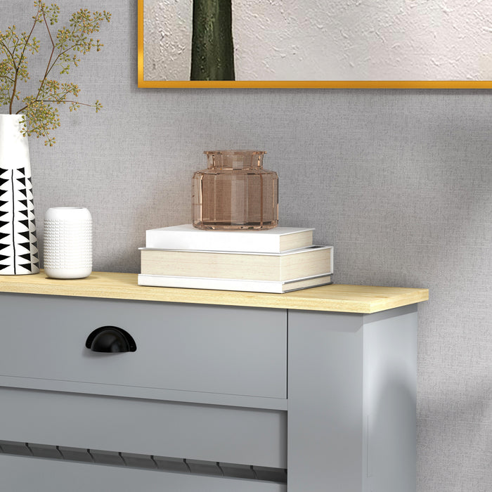 HOMCOM 95.5H x 78Wcm Radiator Cover, with Drawer - Grey