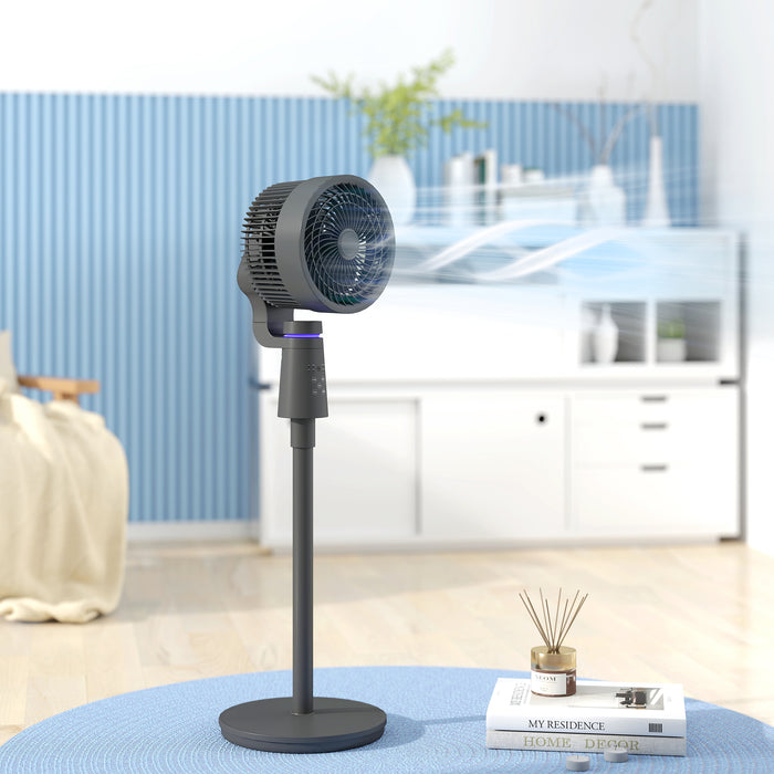 HOMCOM Pedestal Air Circulation Fan with Oscillating, Light Off, Black