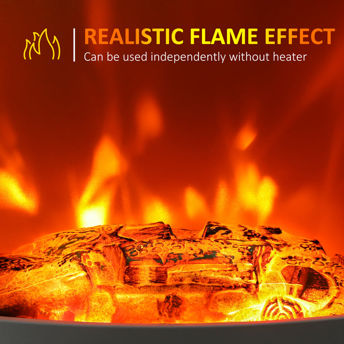 HOMCOM Tempered Glass Casing Electric Fireplace, Freestanding Electric Fire with Realistic Flame Effect, Electric Log Burner with Overheat Protection, 950w/ 1850W, White | Aosom UK