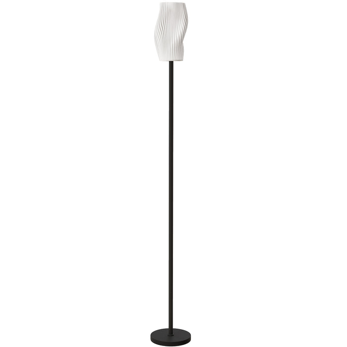 HOMCOM Floor Lamp for Living Room, 3D Printed Modern Standing Lamp with Flowing Curved Shade, 3 Colour Temperature & Foot Switch, Minimalist Tall Pole Lampshade for Bedroom, Office, White
