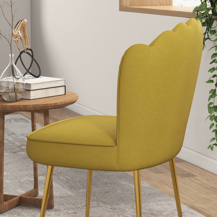 HOMCOM Velvet-Feel Shell Accent Chair - Yellow | Aosom UK