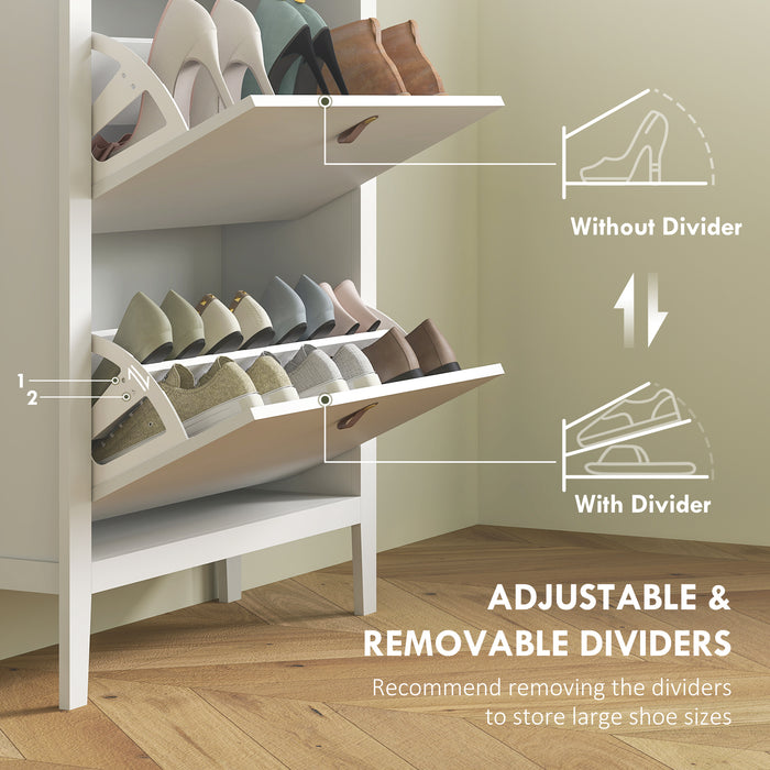 HOMCOM Modern Two-Drawer Shoe Cabinet - White