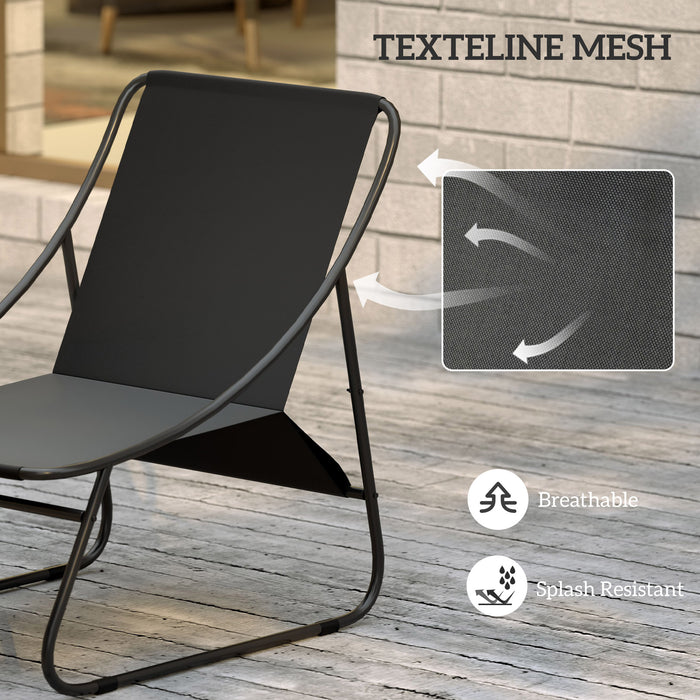 Outsunny 4 Seater Garden Furniture Set, Conversation Set with Loveseat Sofa, Chairs, Glass Coffee Table, Thick Cushions, Steel Outdoor Sofa for Balcony, Poolside, Conservatory, Grey