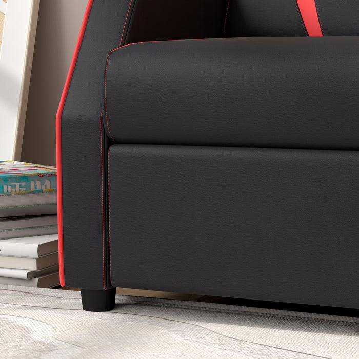 Kids 2-in-1 Recliner Chair with Backrest and Footrest - Premium PU Leather, Convenient Armrests - Perfect for Children Aged 3 to 9, Sleek Black Design