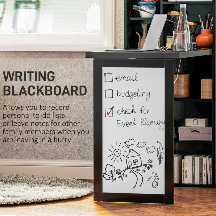 HOMCOM Three-Part Work Desk, with Storage and Chalkboard - Black