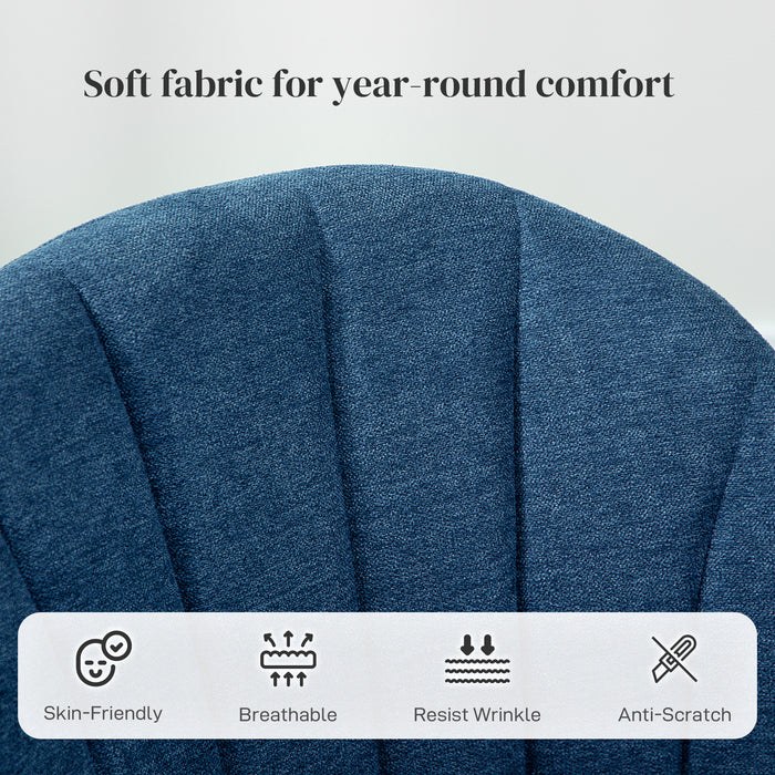 HOMCOM Velvet Dining Chairs Set of 2, Modern Upholstered Kitchen Chairs with Metal Legs, Shell Backrest and Padded Seat for Dining Room, Bedroom, Living Room, Vanity, Blue