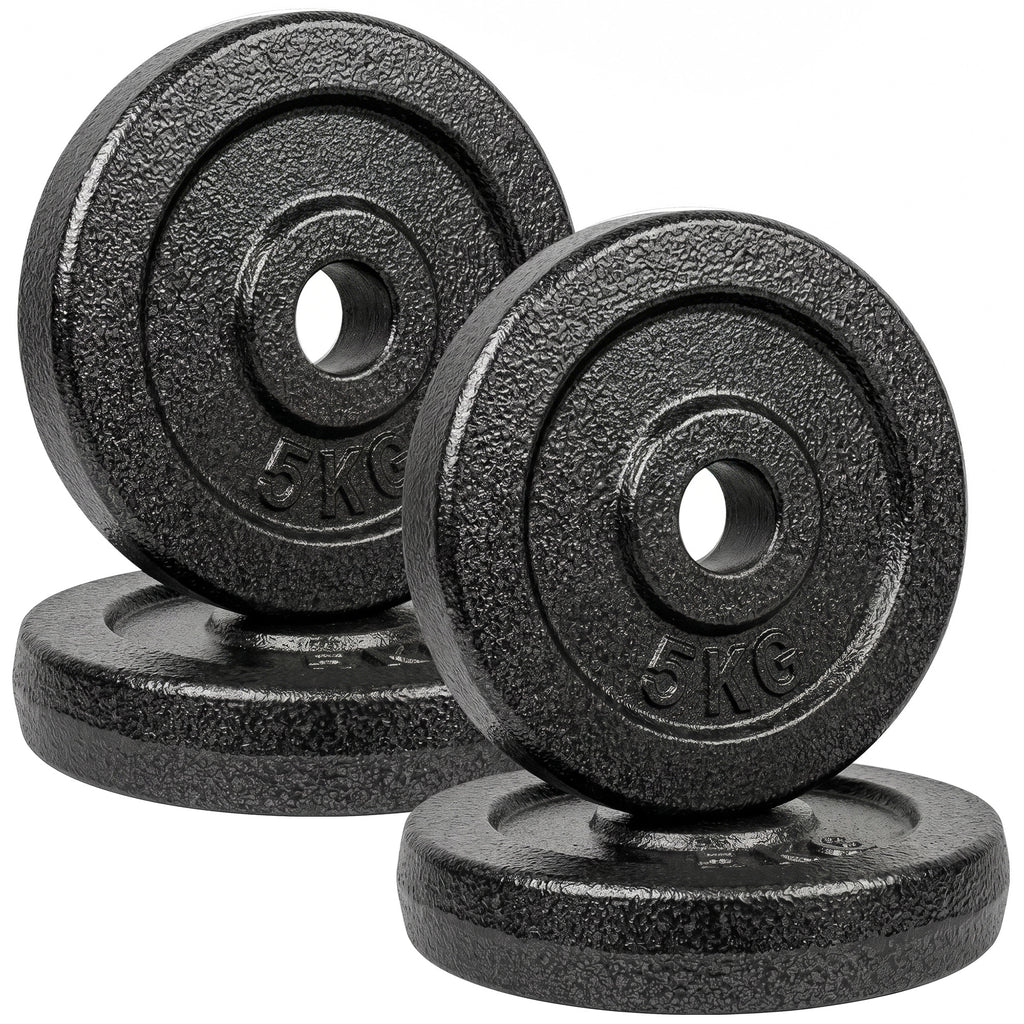SPORTNOW Weight Plates Set, 1"/2.5cm Weight Disc Pair, 4 x 5kg Metal Dumbbell/Barbell Plates for Home Gym