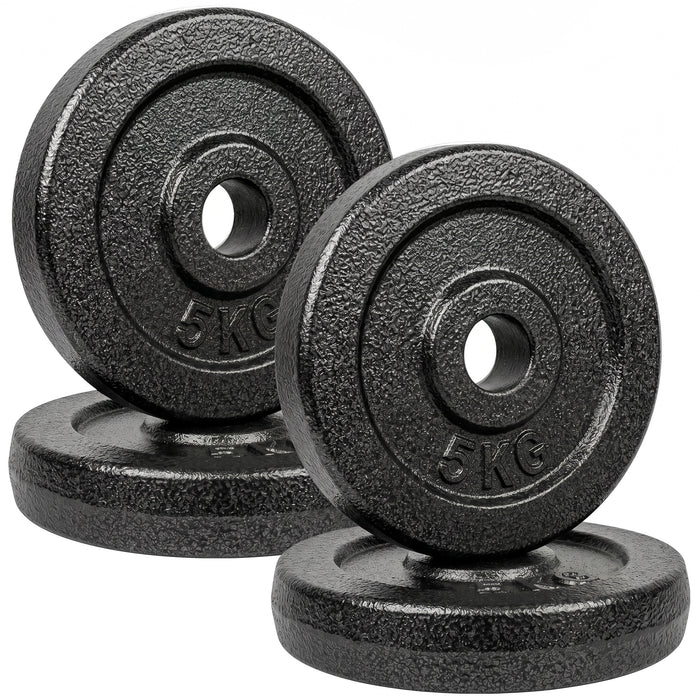 SPORTNOW Weight Plates Set, 1"/2.5cm Weight Disc Pair, 4 x 5kg Metal Dumbbell/Barbell Plates for Home Gym