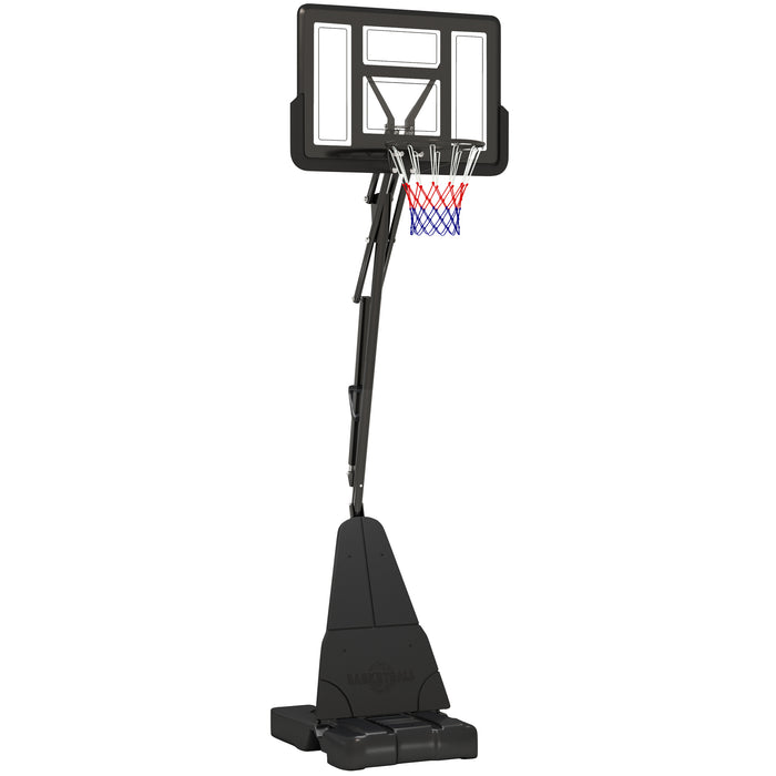 SPORTNOW Basketball Hoop Outdoor, Height Adjustable Basketball Hoop and Stand with Rebound System, Weighted Base, Portable on Wheels, 2.45-3.05m, for Teens, Juniors, Adults, Black