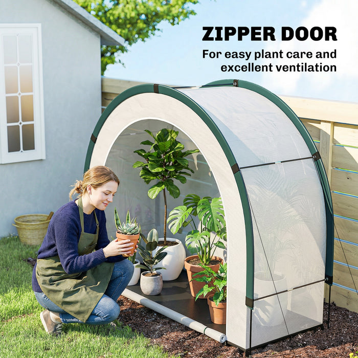 Outsunny Foldable Small Greenhouse, Portable Green House Mini Greenhouse with Zipper Door, PE Base, 200 x 80 x 164 cm, Green