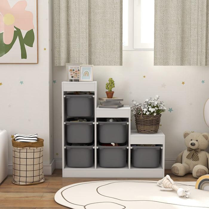 AIYAPLAY Toy Storage Organiser, Three-Layer Kids Toy Storage Units, with Removable Bins, for Ages 3-8 Years, Grey