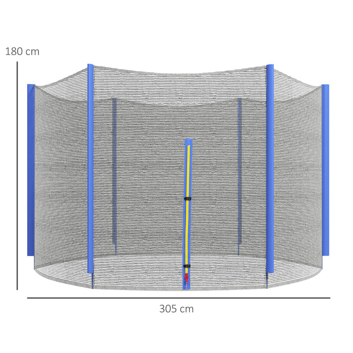 SPORTNOW 10ft Trampoline Net Replacement with 6 Plastic Pole Covers, Weather-Resistant Trampoline Netting Replacement with Zipped Entrance, Poles Not Included, Blue