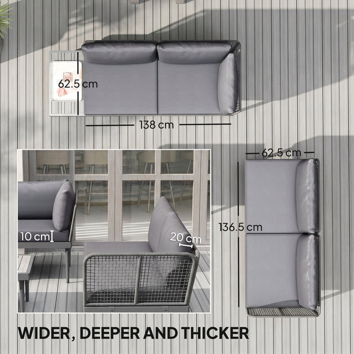 Outsunny Thee-Piece 'L' Rattan Sofa Set - Grey