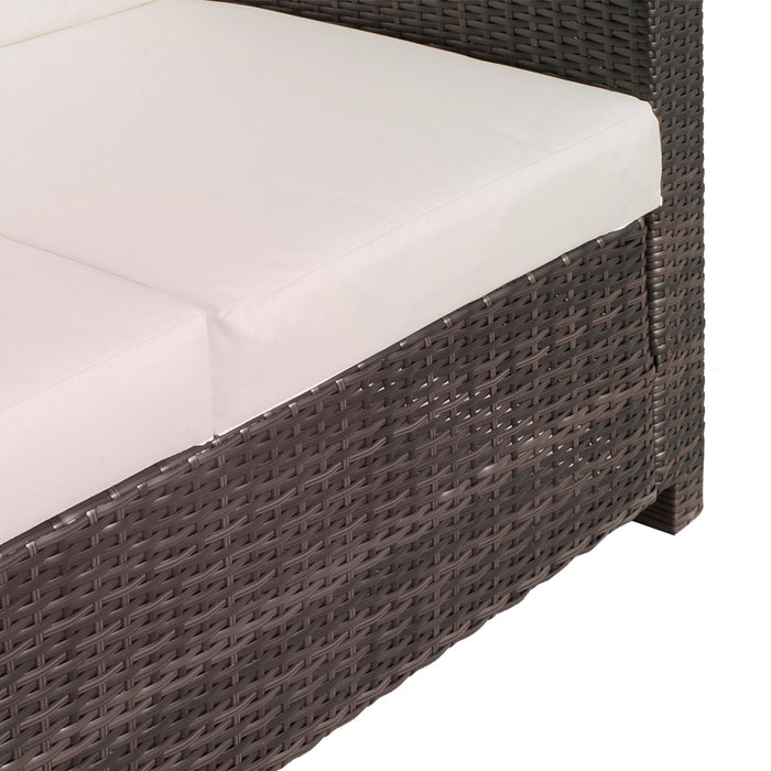 Outsunny 2 Seater Garden Furniture, Rattan Sofa with Soft Padded Cushion and Armrests, Wicker Garden Loveseat for Patio, Mixed Brown