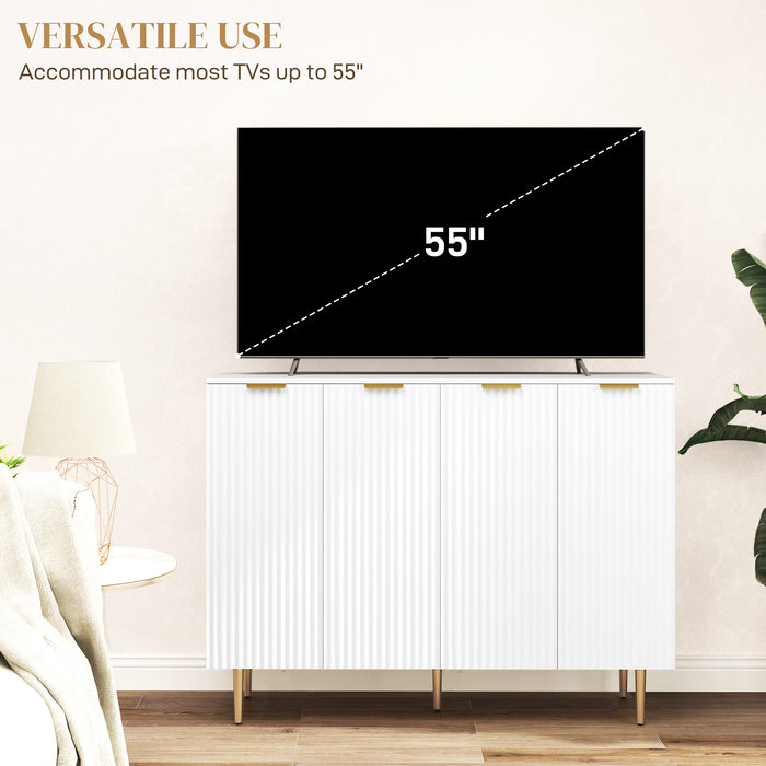 HOMCOM Sideboard Buffet Cabinet, Modern Kitchen Storage Cabinet with Adjustable Shelves, Kitchen Sideboard with Metal Legs for Living Room Hallway, White