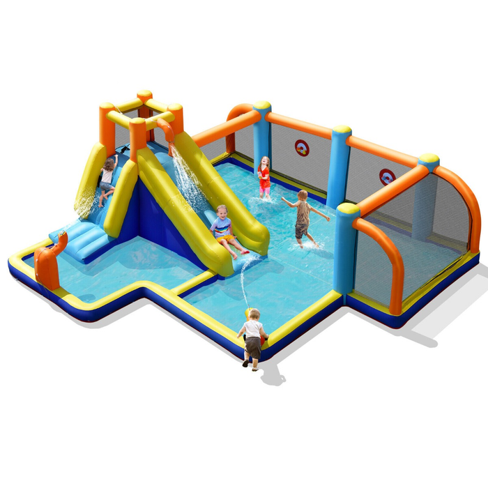 Inflatable Water Bounce House with Slide and 680W Air Blower