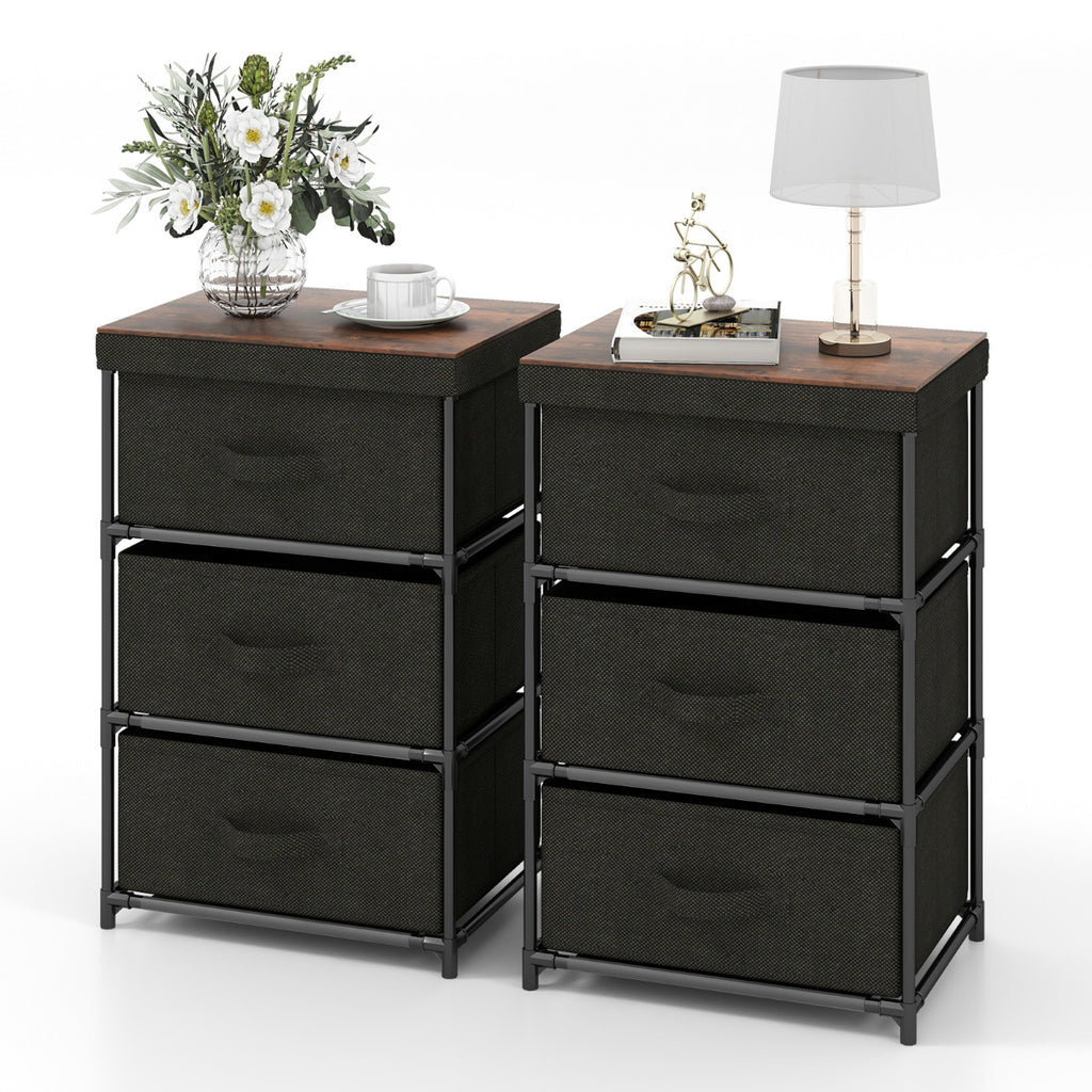 Fabric Storage Organizer Tower Unit Set of 2 with Removable Lid-
