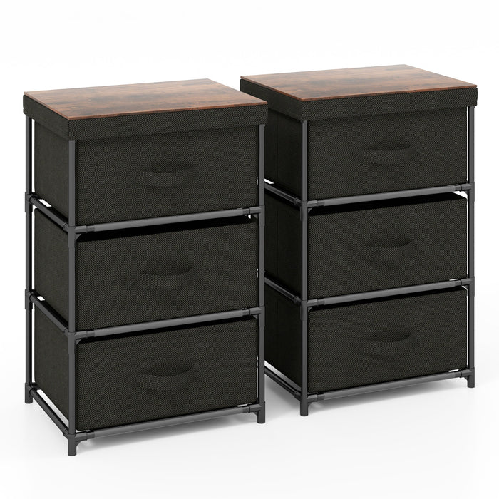 Fabric Storage Organizer Tower Unit Set of 2 with Removable Lid-