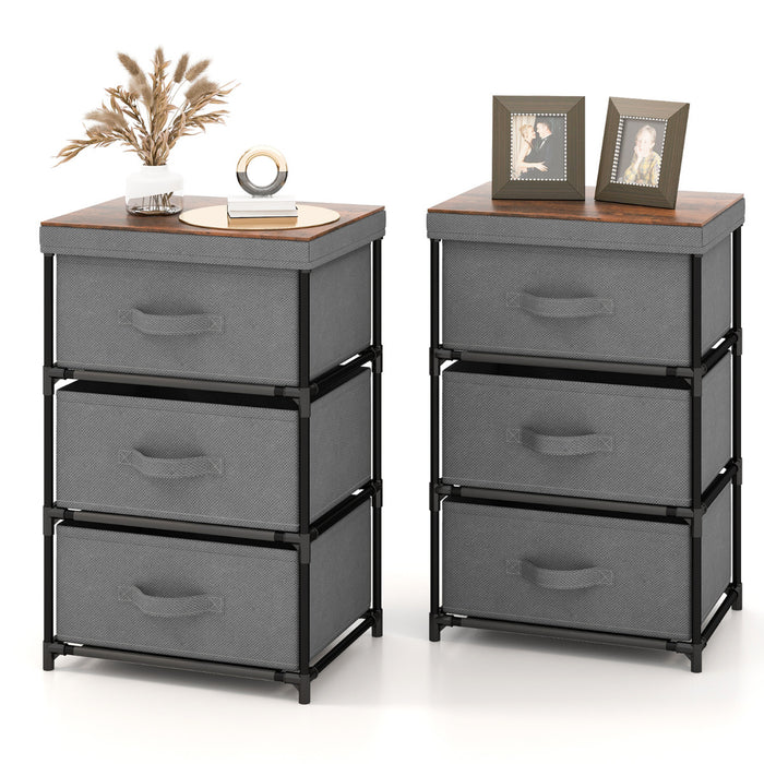 Fabric Storage Organizer Tower Unit Set of 2 with Removable Lid-