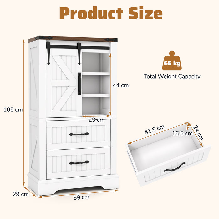Farmhouse Bathroom Floor Cabinet with Sliding Barn Door-