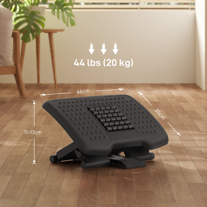 HOMCOM Three-Level, Multi-Angle Massage Footrest - Black | Aosom UK
