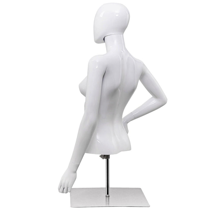 Female Half Body Mannequin with Iron Stand and Adjustable Height-