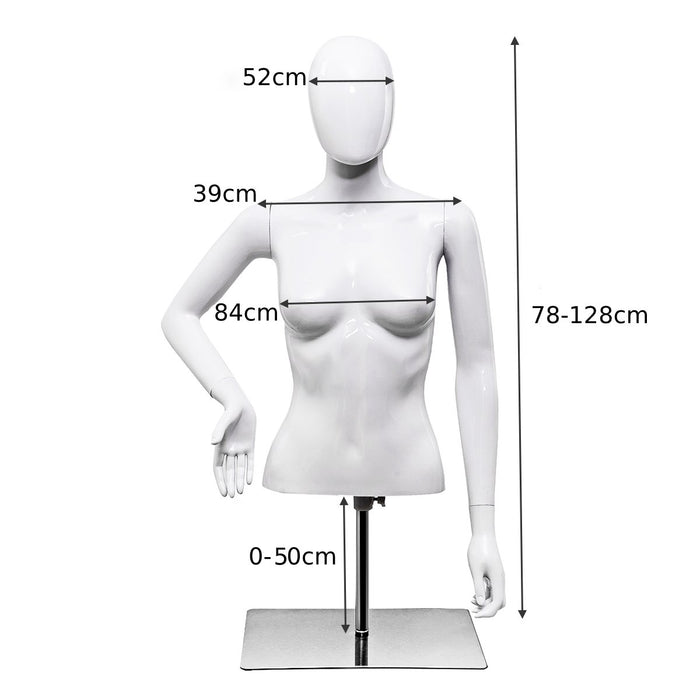 Female Half Body Mannequin with Iron Stand and Adjustable Height-
