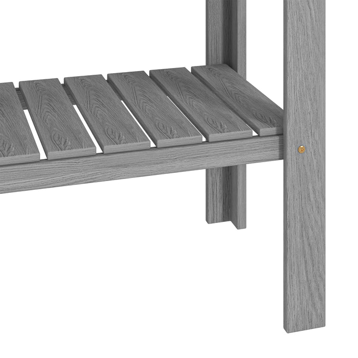 Outsunny Wooden Raised Garden Bed, Elevated Planter Box with Storage Shelf and Drainage Holes, Raised Planter with Legs, Grey