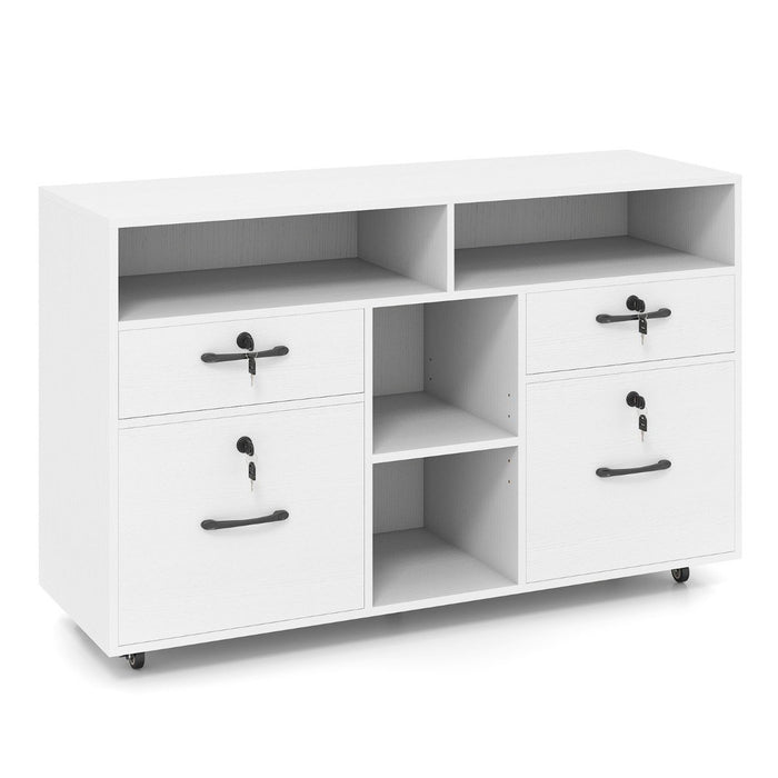 File Cabinet with Lock Mobile Lateral Filing Storage Organizer-